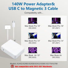 Load image into Gallery viewer, 140W USB-C Magnetic Charger with LED Indicators - Compatible for MacBook Models
