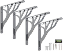 Load image into Gallery viewer, 10-Inch Iron Metal Shelf Brackets - Chic Chrome Finish, Easy Mounting - Set of 4