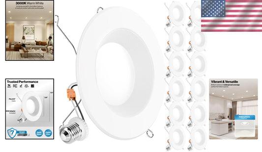 12-Pack Waterproof 6-Inch Dimmable LED Downlights - UL Certified, Classic Look