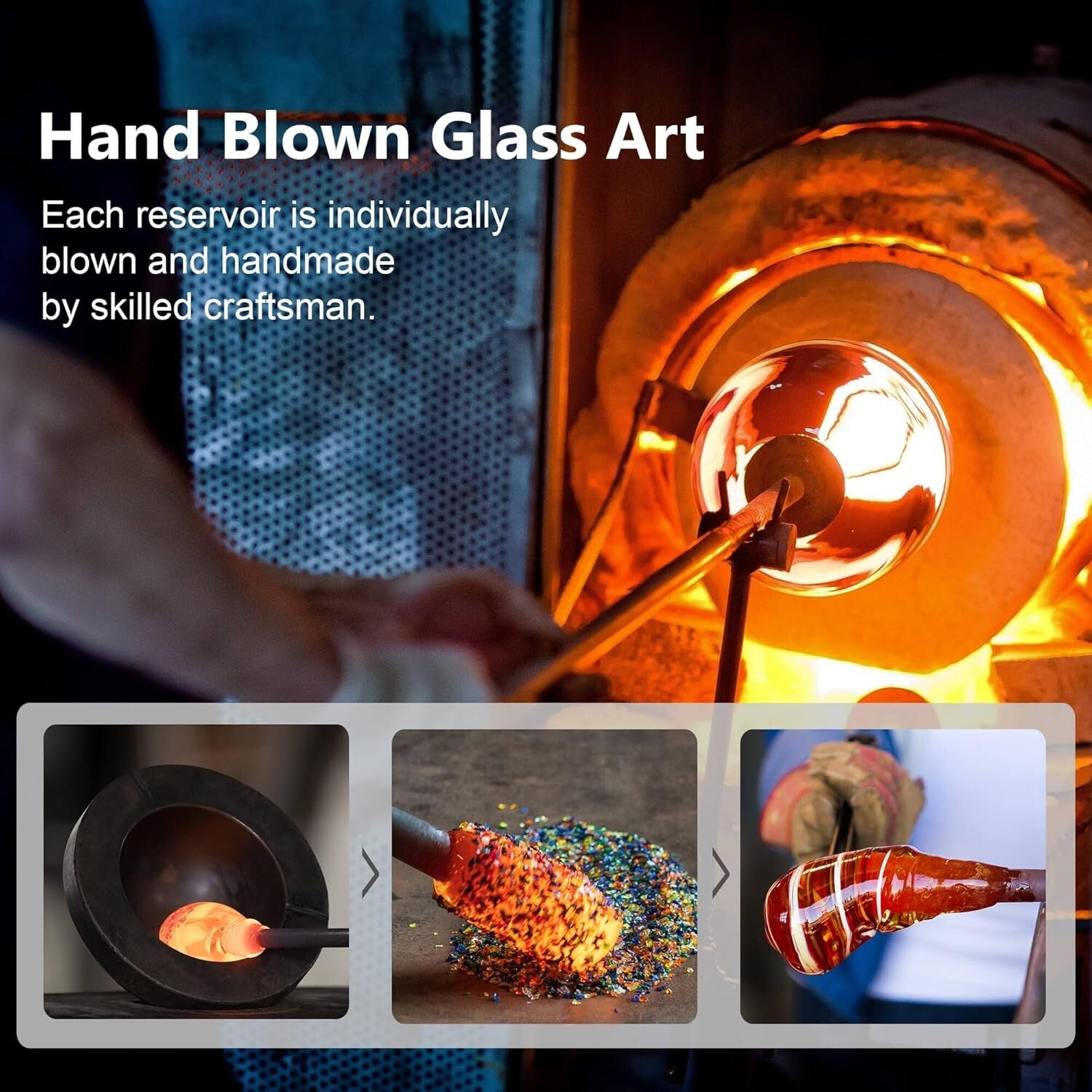 Elegant Solar Color Changing Hummingbird Feeder - 32 fl. oz Hand Blown Glass