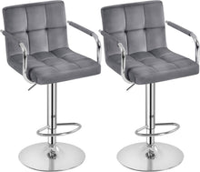 Load image into Gallery viewer, Set of 2 Elegant Velvet Swivel Bar Stools with Adjustable Height - Modern Design