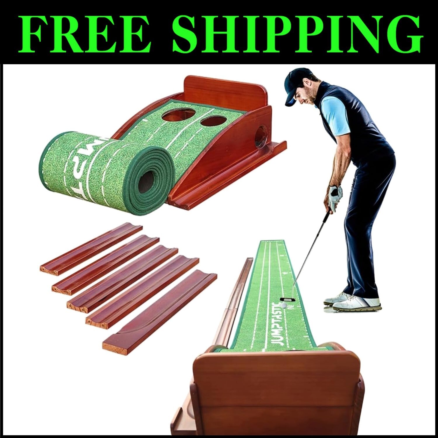 Foldable Indoor Putting Mat with Non-Slip Backing - Ideal for All Skill Levels
