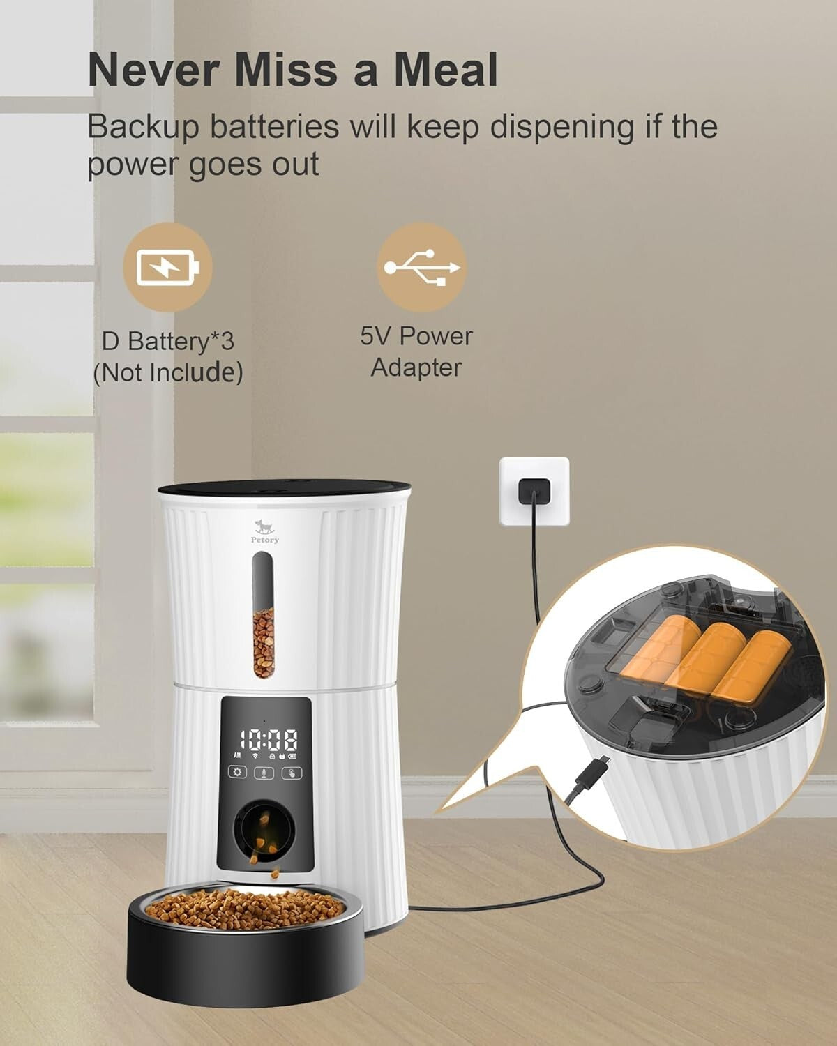 BPA-Free Wi-Fi Dry Food Dispenser for Cats & Small Dogs - 20 Days of Freshness
