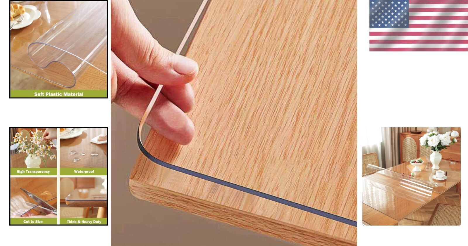 1.5mm Thick PVC Clear Table Cover - Stylish Protection for Dining & Office Desks