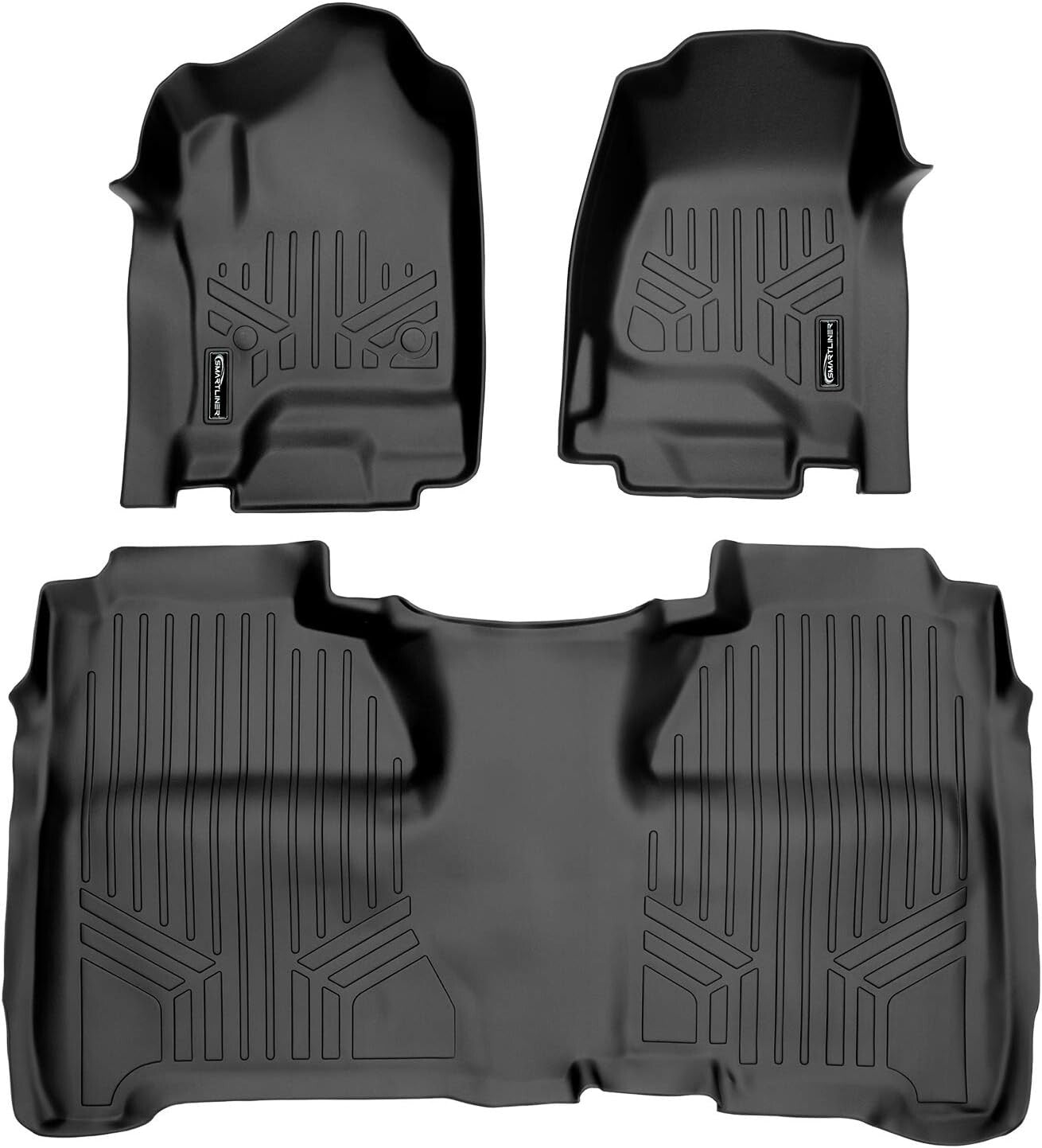 Durable Black Floor Mats 2 Row Liner for Crew Cab 2014-2018 Chevy Silverado