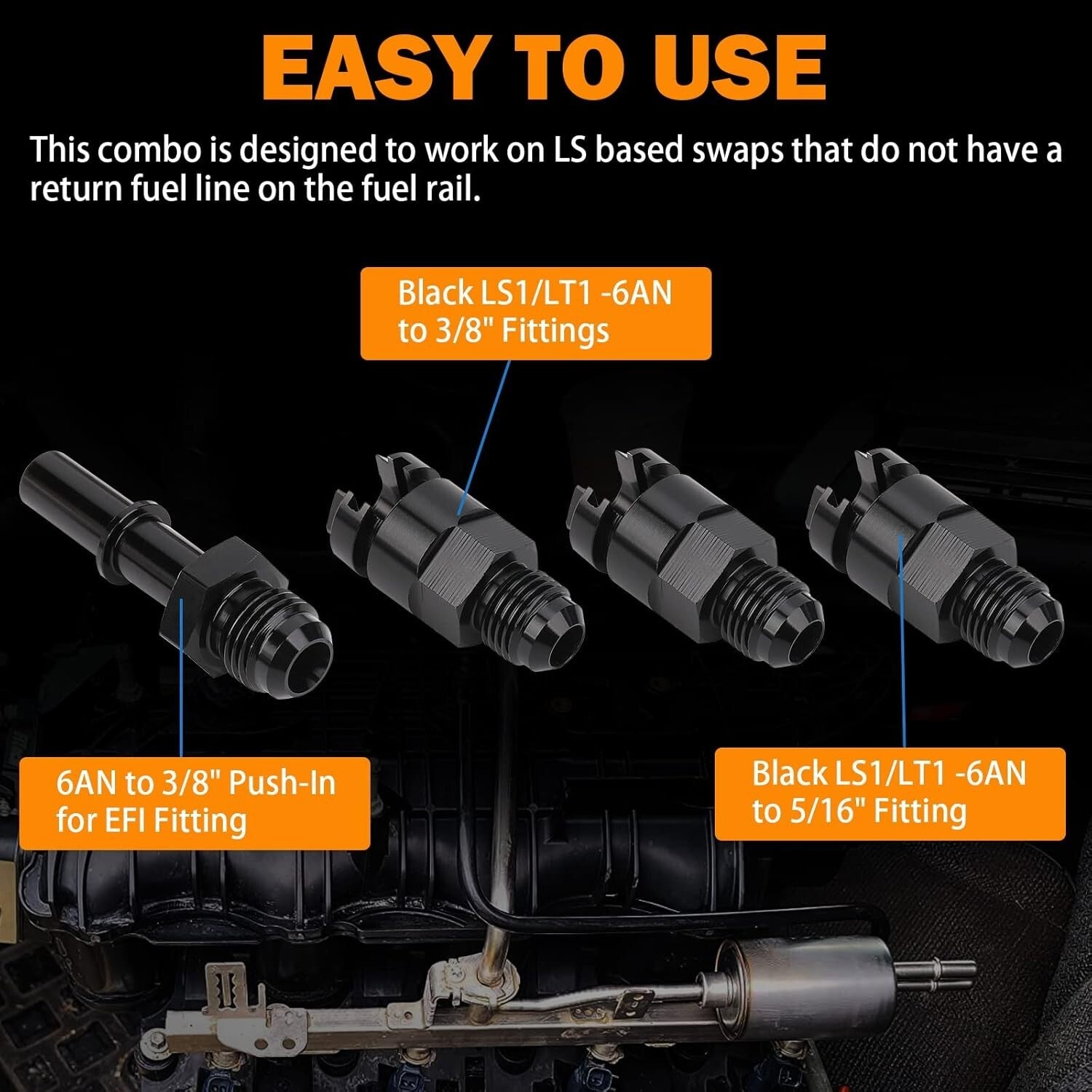 58 PSI EFI Fuel Pressure Regulator and 255LPH Inline Fuel Pump Kit with Fittings