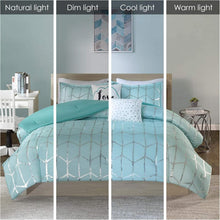 Load image into Gallery viewer, Luxurious Aqua Comforter Set, Geometric Design - Full/Queen Size Bedding