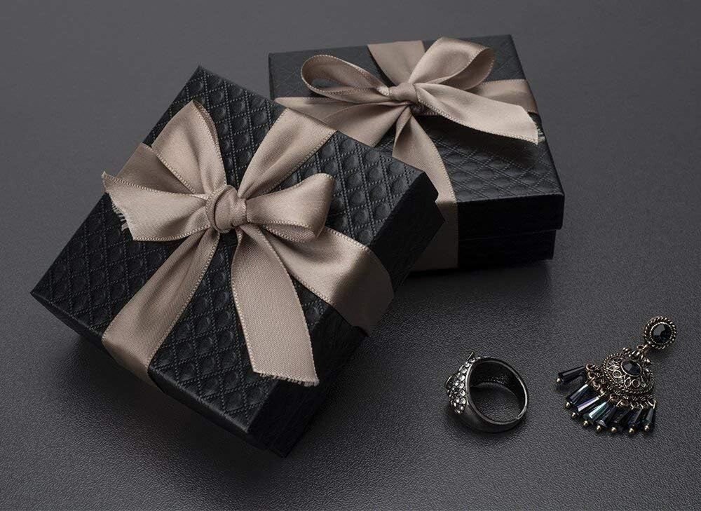 52 Pack Black Cotton Filled Jewelry Boxes, 3.5x3.5x1 for Elegant Gifting