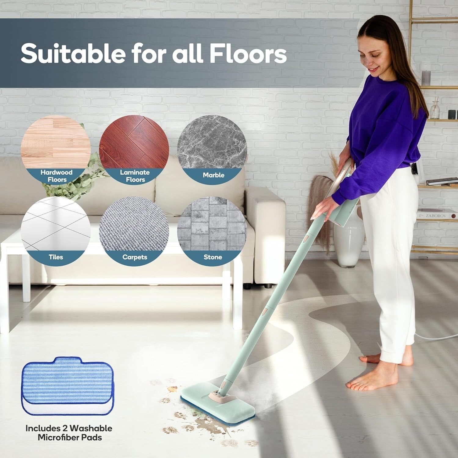 All-in-One 1200W Steam Mop & Handheld Cleaner with 7 Multi-Purpose Attachments