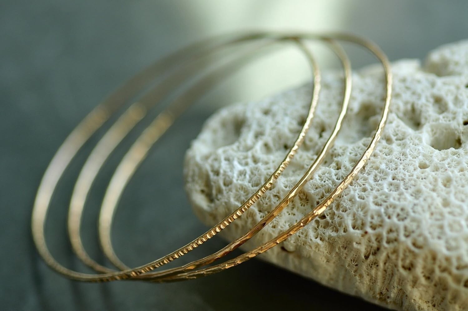 Customizable 14k Gold Filled Stacking Bangles Set - Handmade in Portland