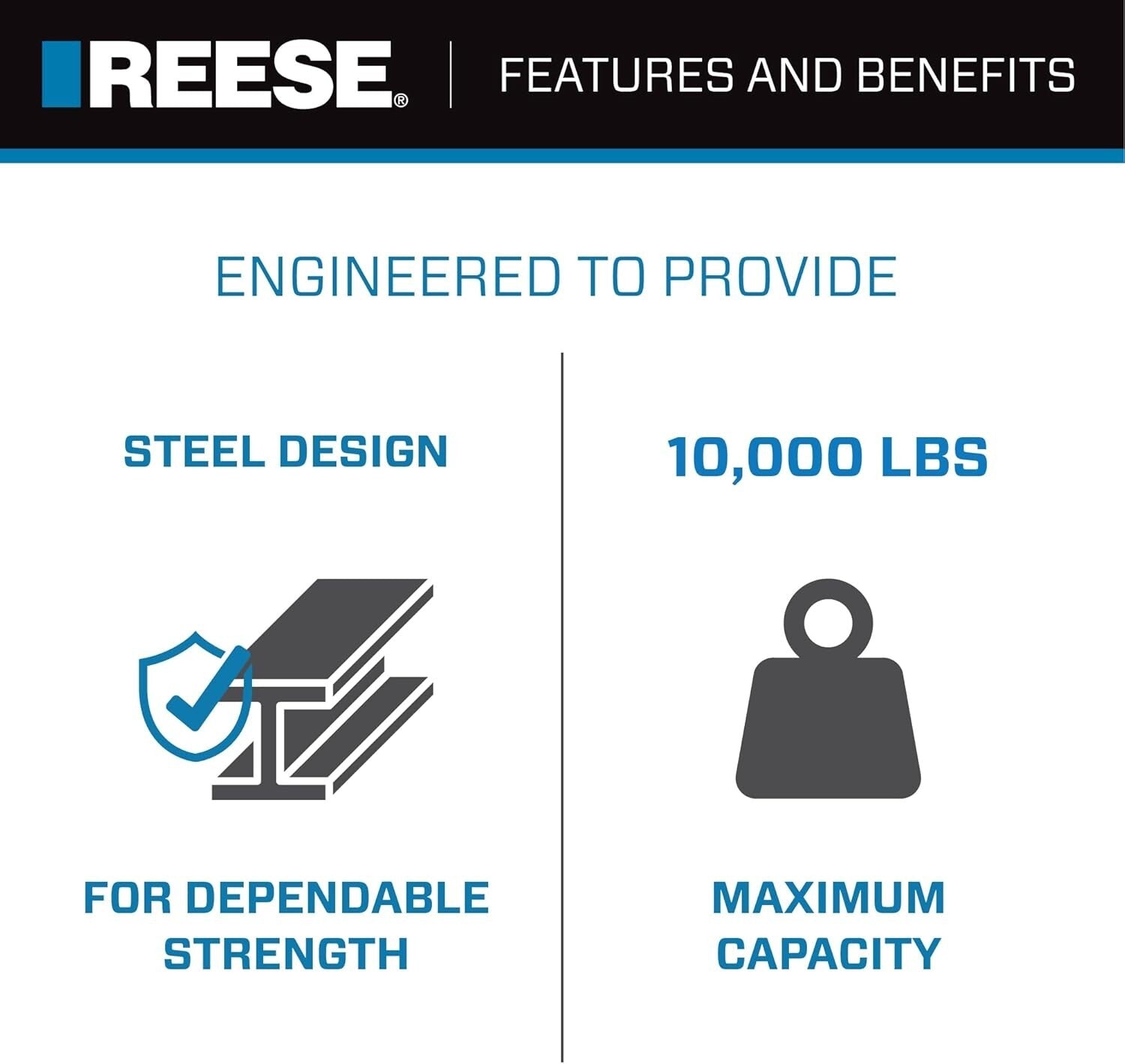 Durable Tri Ball Trailer Hitch with Hook - Fits 2" Receivers & Max 10K lbs