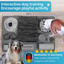 Load image into Gallery viewer, Grey Snuffle Mat for Dogs - Machine Washable with 10 Challenges for All Sizes