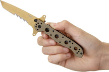 Load image into Gallery viewer, Lightweight Serrated Folding Knife with Desert Tan G10 Handle - Perfect for EDC