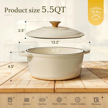 Load image into Gallery viewer, Exceptional Heat Retention 5.5QT Cast Iron Pot with Lid &amp; Potholders Included