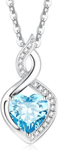 Load image into Gallery viewer, March Birthstone Necklace - 14K White Gold Aquamarine Heart with Diamond Pendant