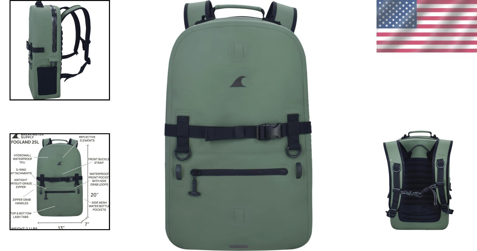 25L Fogland Outdoor Waterproof Backpack with Airtight Zippers & Laptop Sleeve
