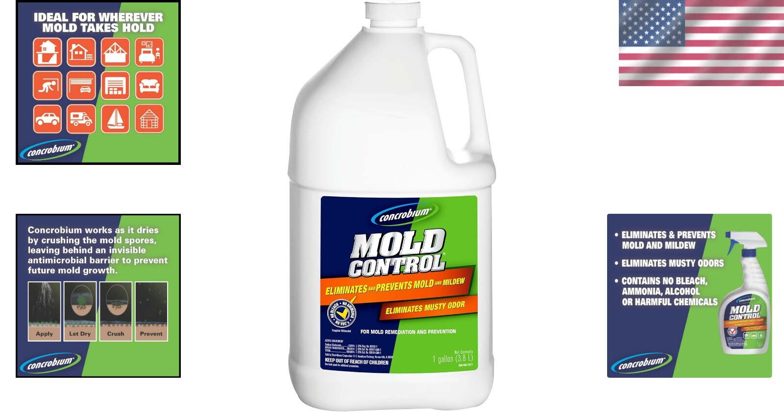 Effective 1 Gallon Mold Control - Unscented Cleaner for Home and Commercial Use