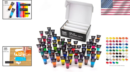 BASICS Acrylic Paint Set - 60 Tube Set with 22ml Gloss Finish, Artist Quality