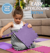 Load image into Gallery viewer, Soft &amp; Easy-Clean Kids Play Mat - 12x12 Interlocking Foam Tiles in Bright Colors