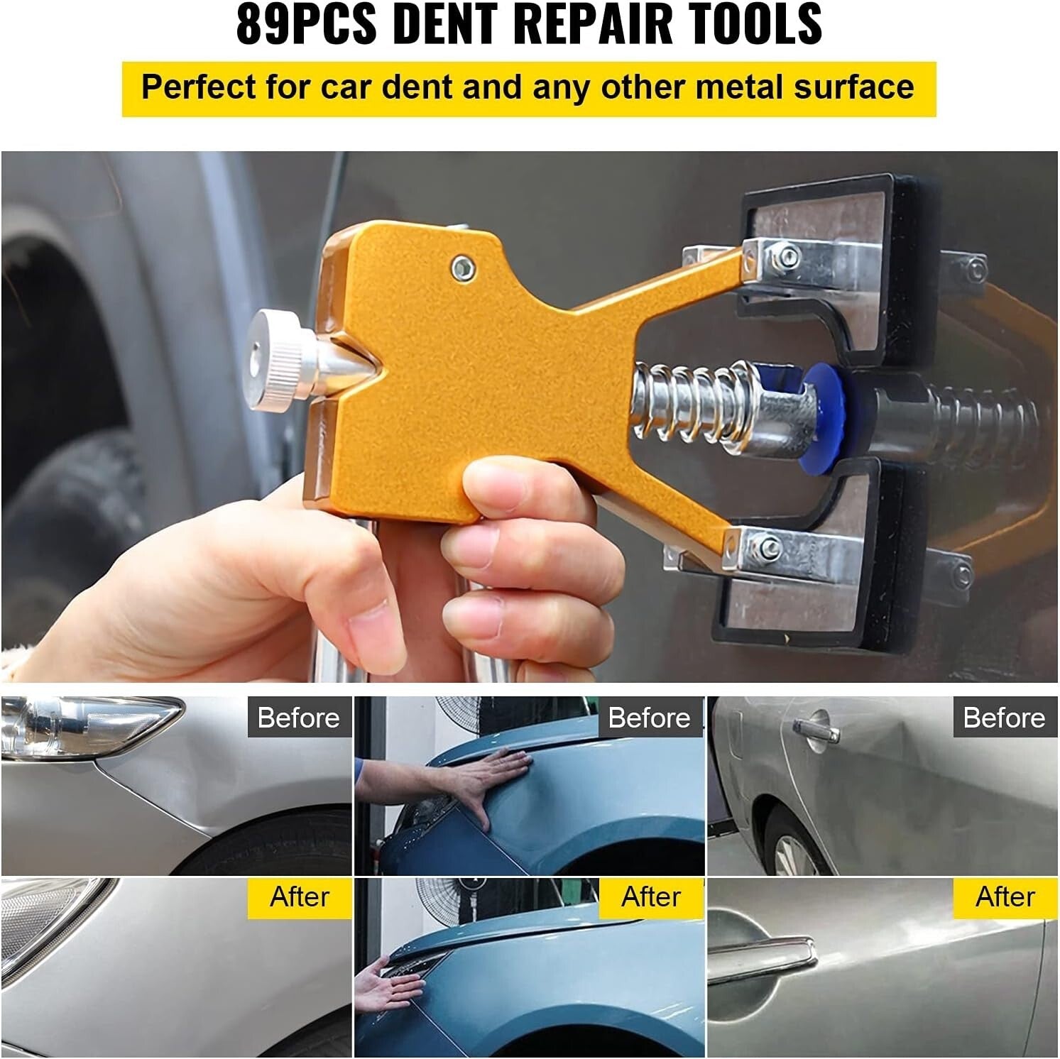 Stainless Steel Dent Removal Rods Kit with Glue Puller & Reflecting Board
