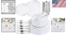 Load image into Gallery viewer, 210-Piece Elegant Silver Plastic Dinnerware Set for 30 Guests – Perfect for P...