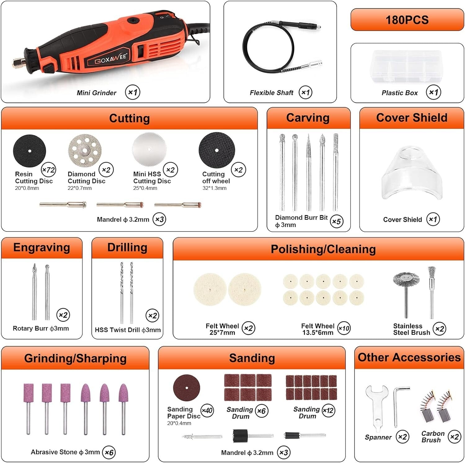 All-in-One 180 Accessories Rotary Tool Set - Perfect for Home and Craft Projects