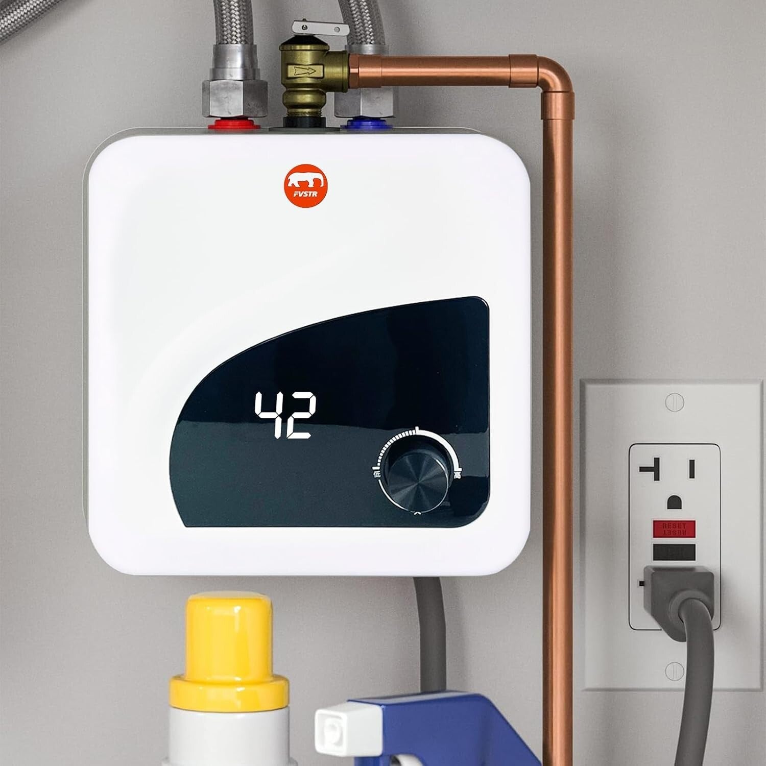 2.7 Gallon Stainless Steel Electric Water Heater with Adjustable Thermostat