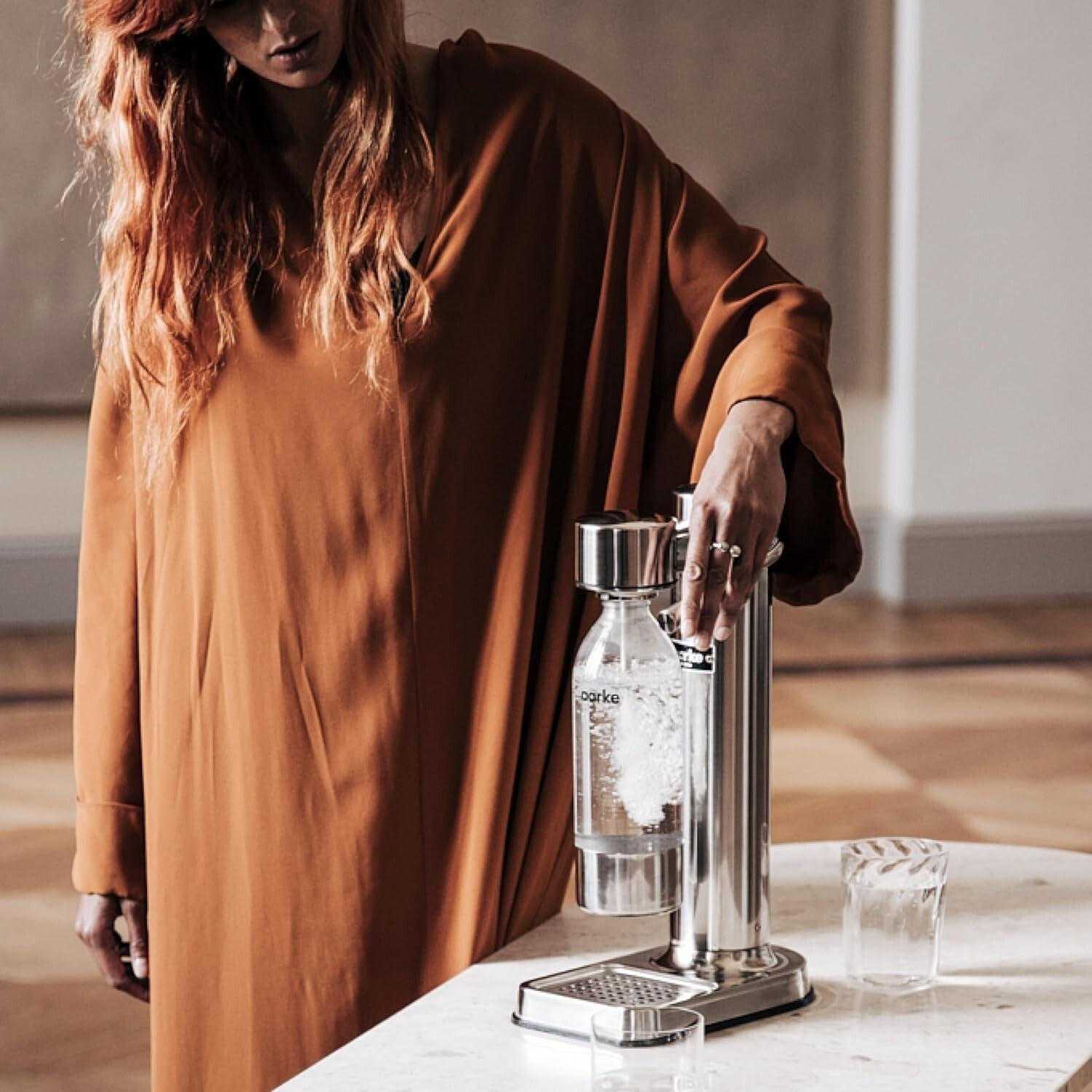 Elegant Manual Soda Maker with 800ml PET Bottle - Stylish Stainless Steel Design