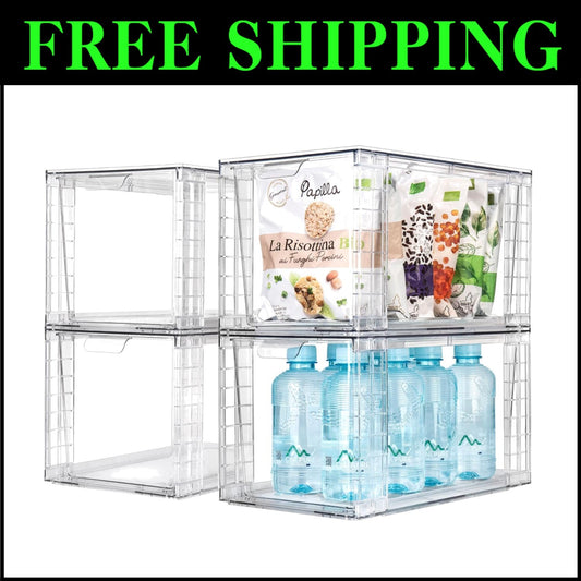 Multi-Use Clear Organizing Bins - Stackable Drawer Set for Kitchen & Bathroom