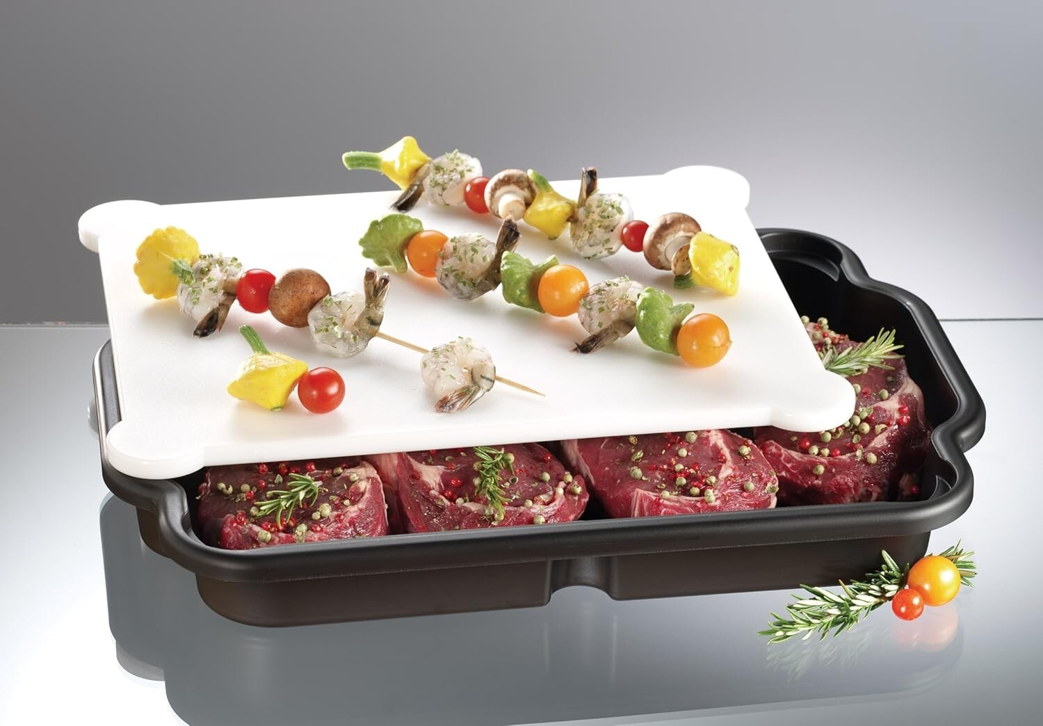 Dishwasher Safe BBQ Prep Cutting Board with Tray - Versatile & Lightweight