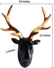 Load image into Gallery viewer, Lightweight Black Faux Deer Head with Gold Antlers - Perfect for Unique Wall Art