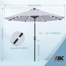 Load image into Gallery viewer, Stylish 11FT Solar Patio Umbrella with 32 Durable LED Lights for Outdoor Fun