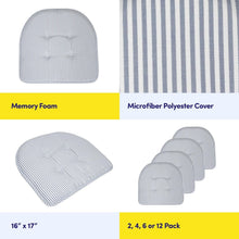 Load image into Gallery viewer, Elegant U-Shaped Memory Foam Seat Cushions - 17" x 16" 6 Pack in Pinstripe Blue