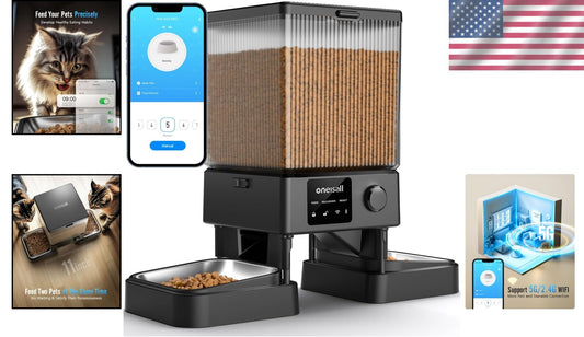 Multi-Pet Automatic Cat Food Dispenser - 5G Wi-Fi, Easy to Clean, Modern Design