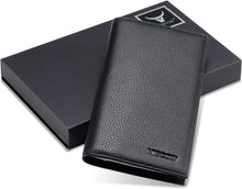 Load image into Gallery viewer, Luxury Italian Leather Checkbook Cover &amp; Card Holder - Pebbled Black Elegance