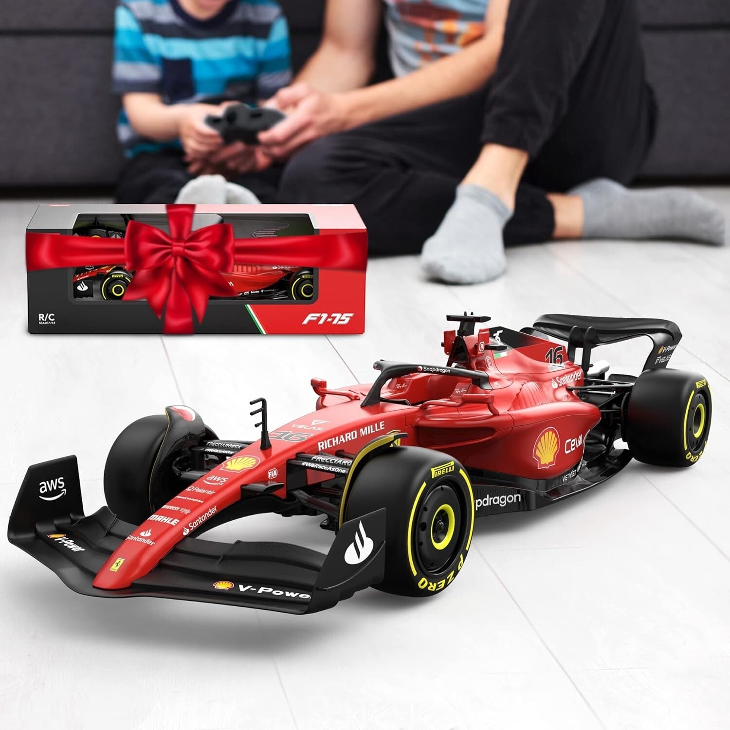 High Gloss 1:12 Ferrari F1 75 RC Car - Ideal Gift for Racing Fans & Enthusiasts