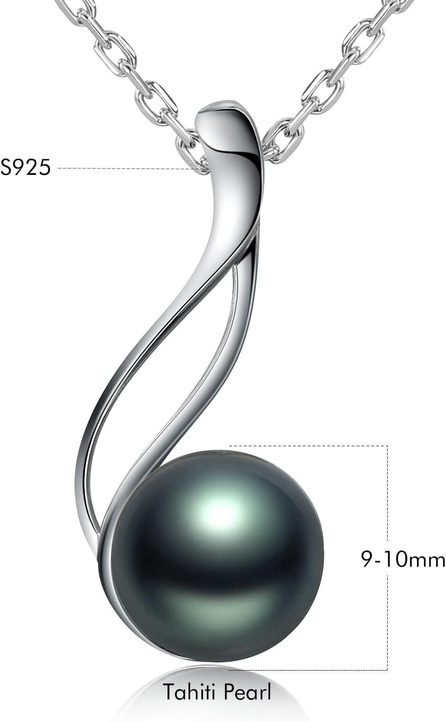 925 Sterling Silver Tahitian Black Pearl Pendant for Women - Timeless Gift