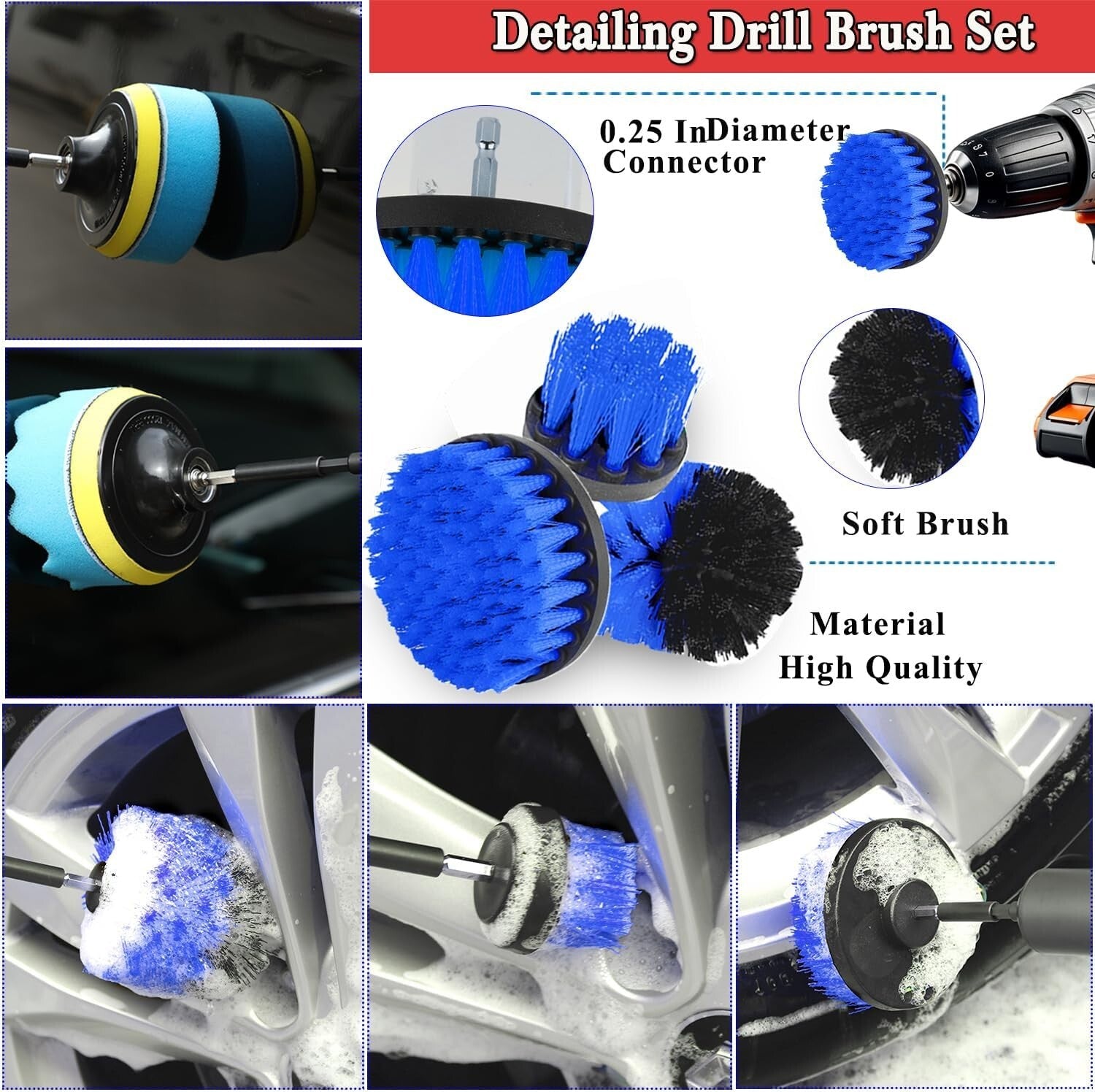 Complete 63-Piece Car Wash Set with Long Handle Brush & Powerful Vacuum Cleaner