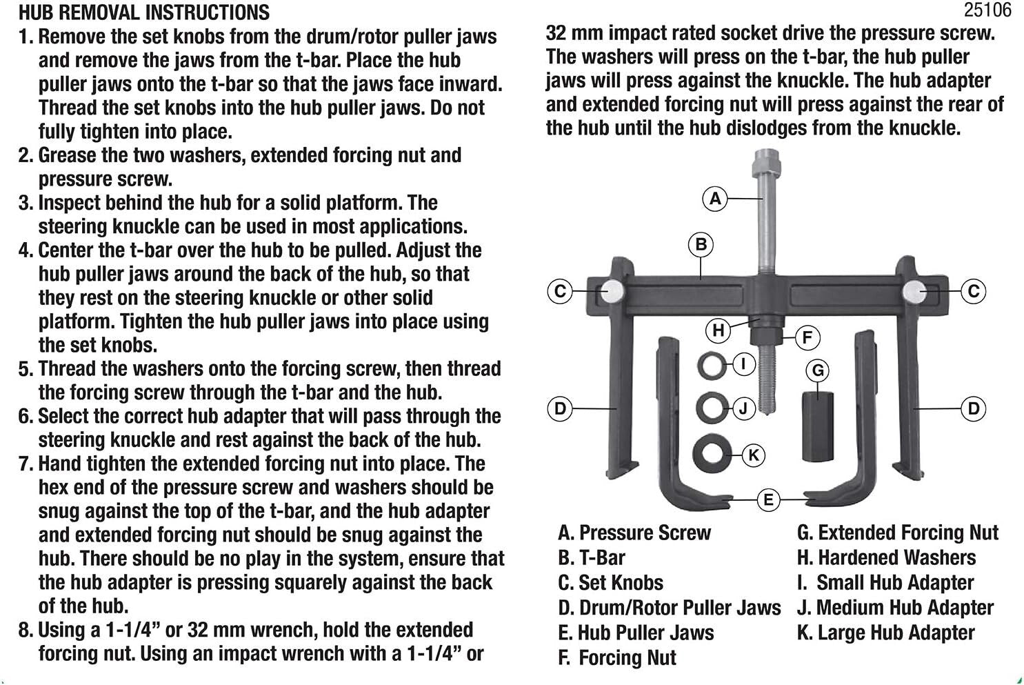 7-Ton Heavy Duty Brake Drum Puller & Rotor Removal Tool for Impact Wrenches