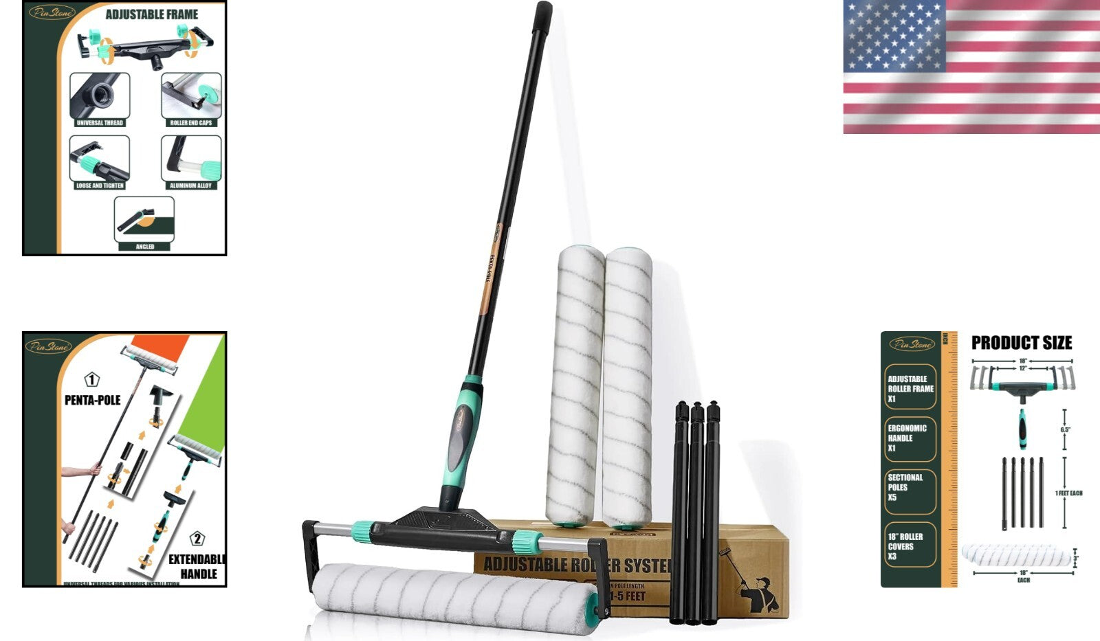 Adjustable 10-Piece Large Paint Roller Set - Perfect for All Your Painting Needs