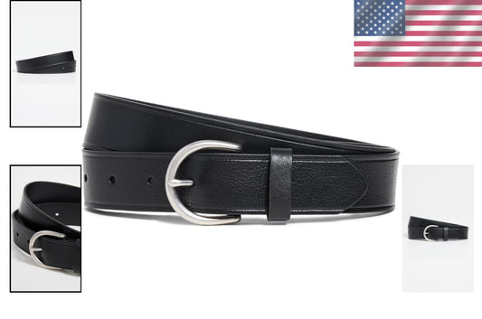 Chic Women's Medium Leather Belt with Durable Silver Buckle - Imported Quality