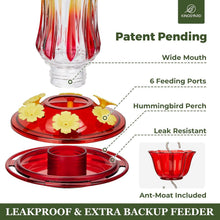 Load image into Gallery viewer, Gold Award 2-Pack Glass Hummingbird Feeders with Ant Moat &amp; Leak Proof Design