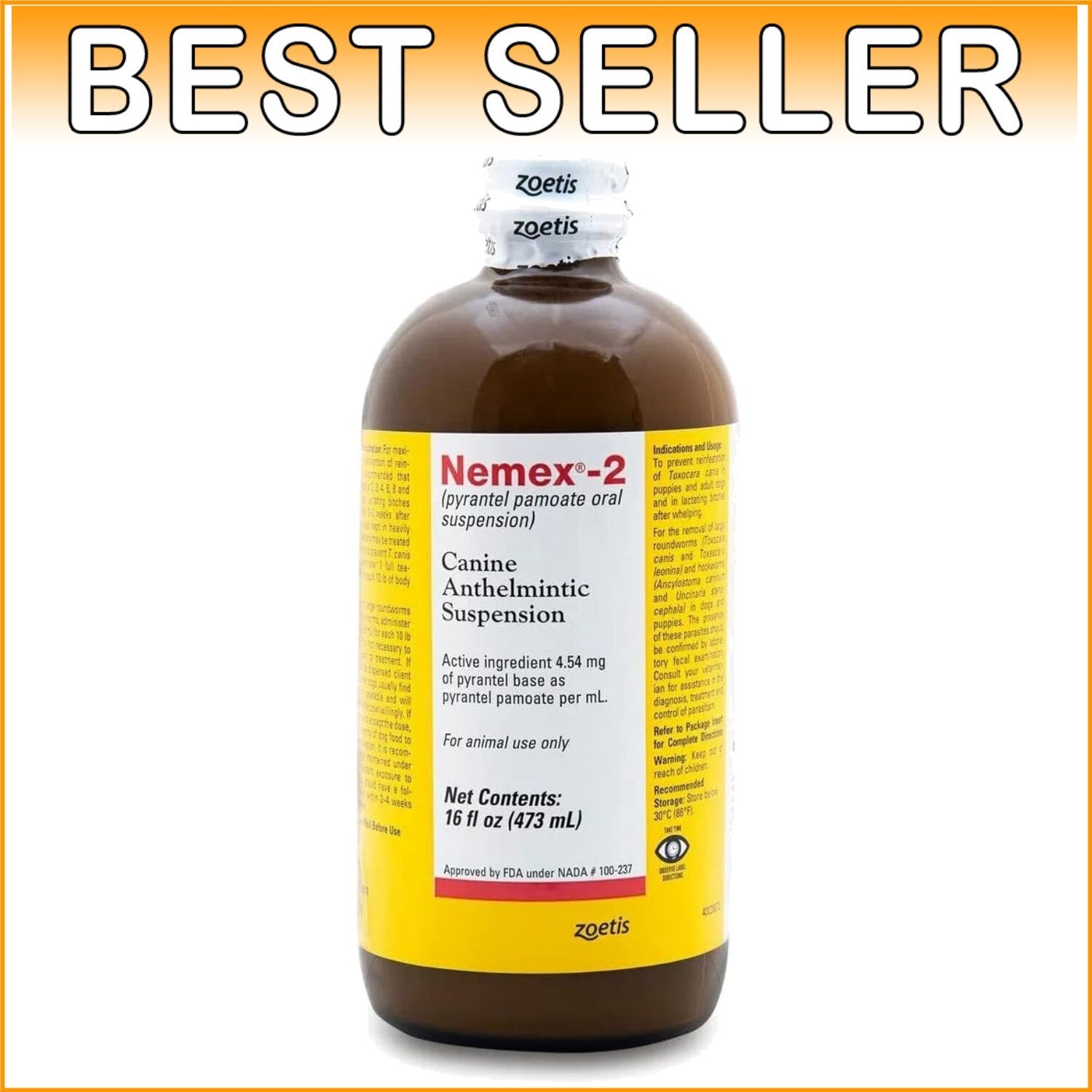 Nemex 2-16oz: Potent Oral Suspension for Roundworm and Hookworm in Dogs