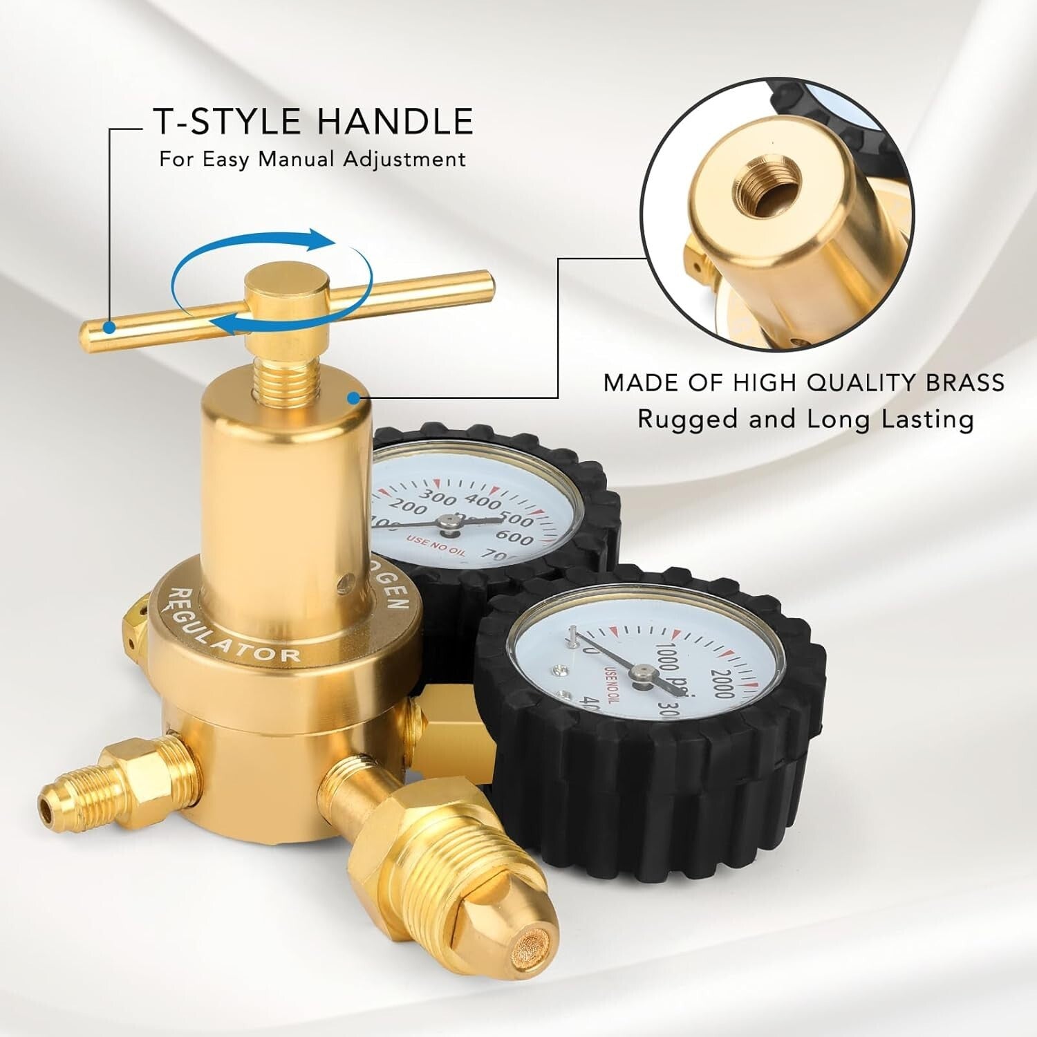 0-800 PSI Nitrogen Regulator for HVAC with 78.7" Safety Hose & Easy-Read Gauges