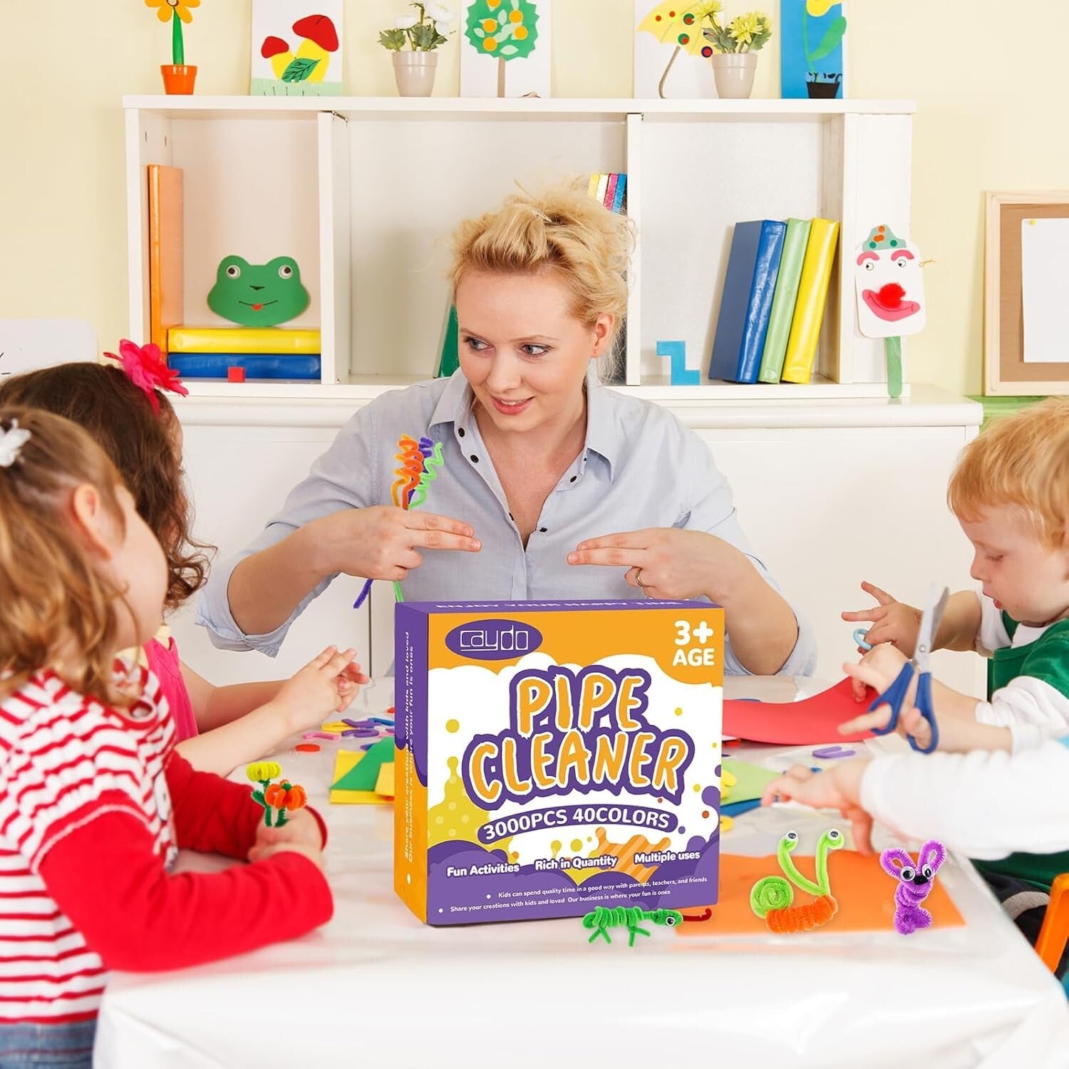 3000 Assorted Chenille Stems & 100 Wiggle Eyes - Vibrant Kids' Craft Supplies