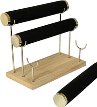 Load image into Gallery viewer, Freestanding 3-Tier Bracelet Holder - Elegant Velvet Stand for All Jewelry