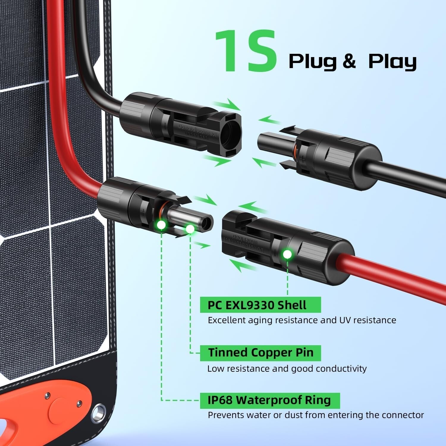 25Ft 10AWG Solar to XT60 Adapter Cable - Superior Power & Temperature Resistant