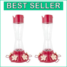 Load image into Gallery viewer, Pack of 2 Red Glass Hummingbird Feeders - Easy Top-Fill with Ant Protection