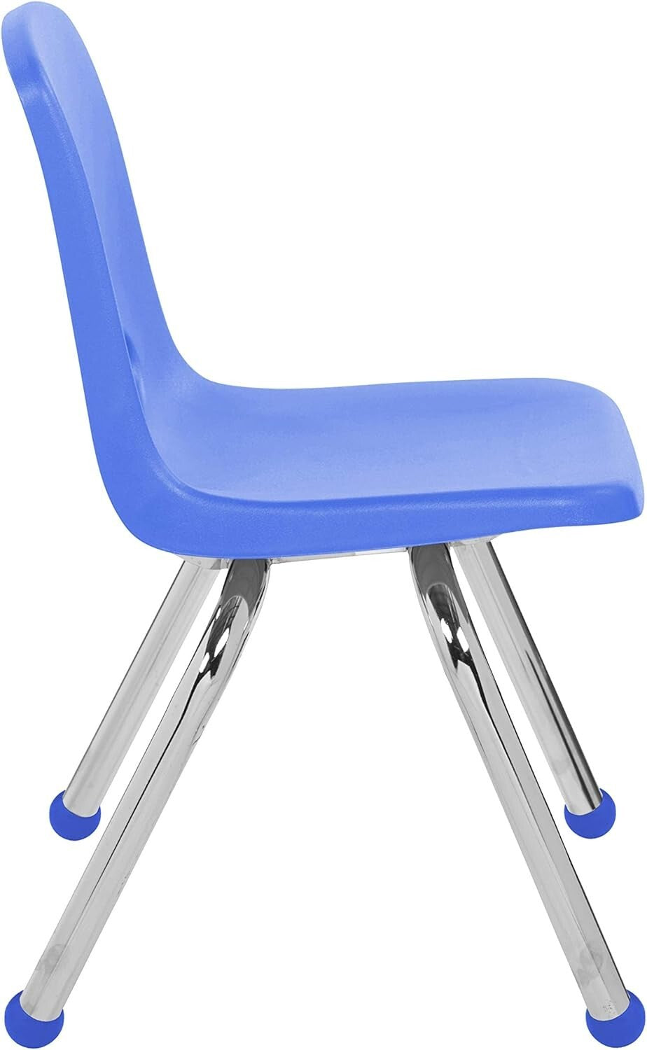 Durable 12" School Stack Chair Set - 6 Blue Seats with Smooth Ball Glides