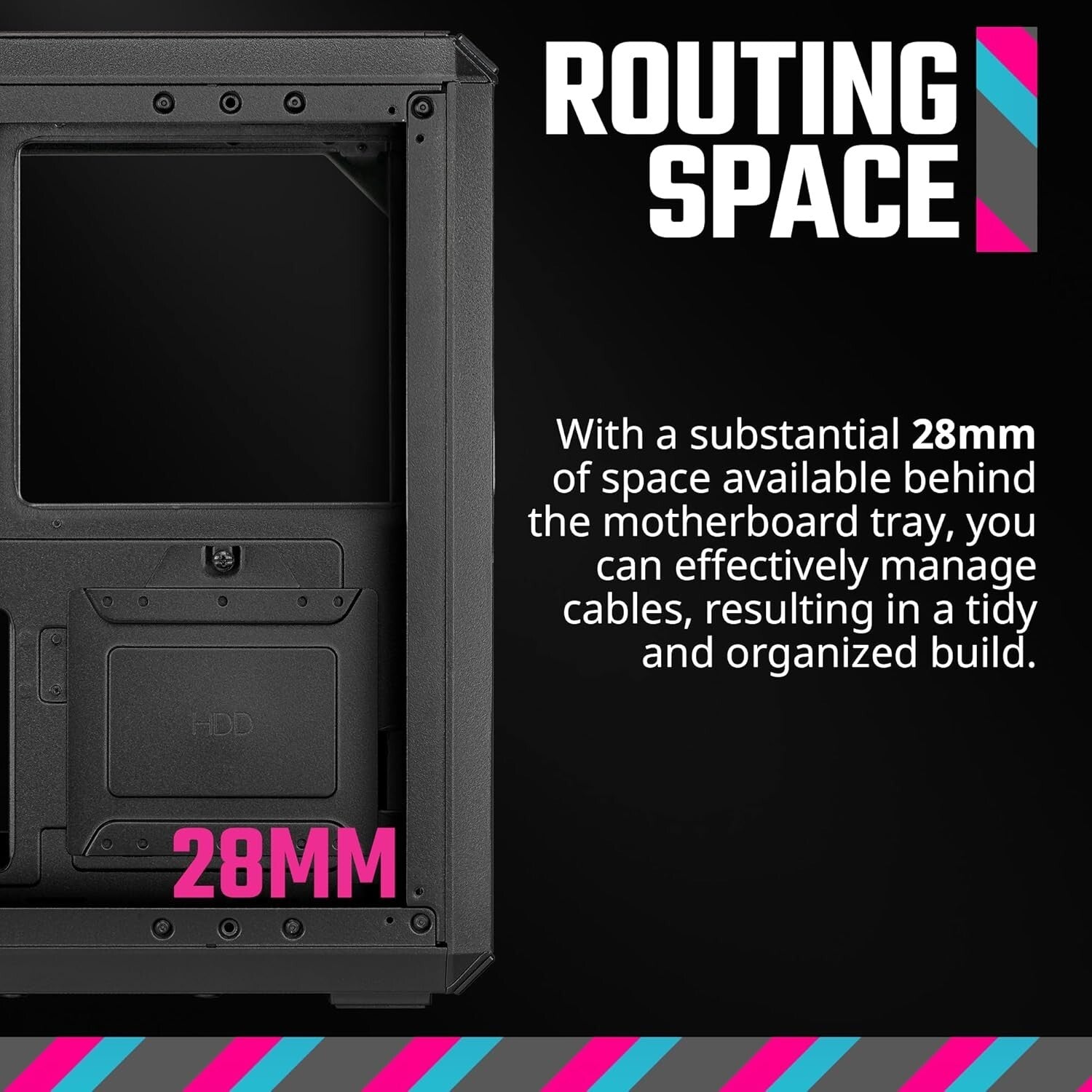 Versatile Micro-ATX Case with Edge-to-Edge Glass & Efficient Cable Management